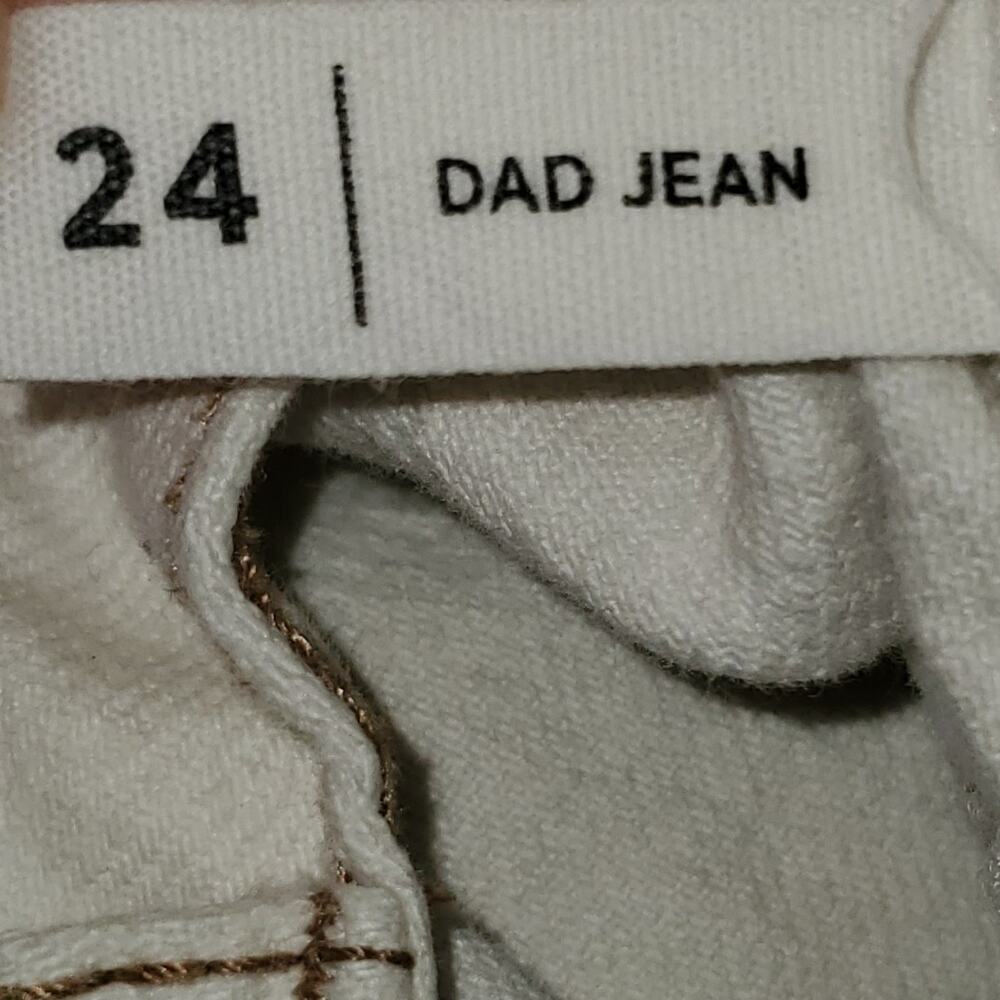 Pacsun Cream Wash Dad Jean Straight Frayed Distressed Ripped Jeans 24 - Picture 7 of 10